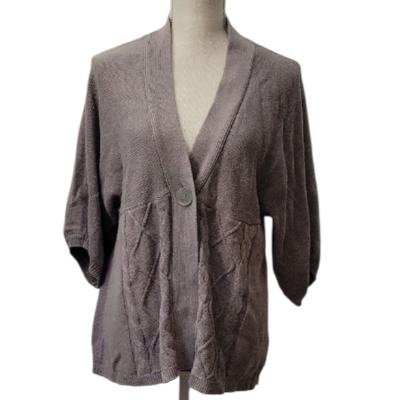 Kim Rogers Brown Cardigan Sweater One Button Design - Picture 1 of 3
